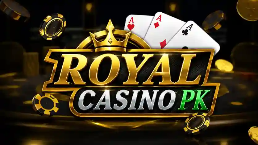 Royal Casino PK Android game banner with gold cards, chips and coins